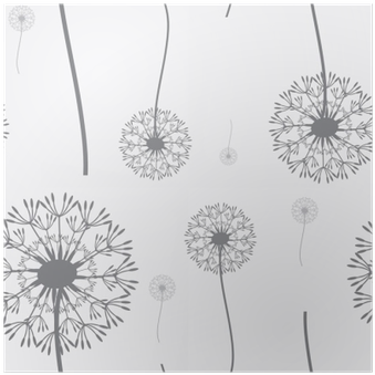 Seamless Background With Dandelions On Gray Background - Grå Tapet Med Växter (400x400), Png Download