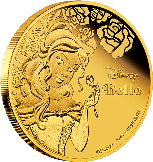 Pure Gold Coin Disney Princess Belle - Disney Princesses Gold Coins (570x570), Png Download