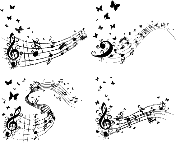 Butterfly With Music Notes (590x472), Png Download