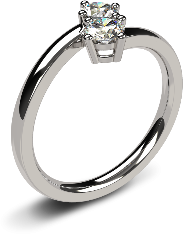 14k White Gold Two-stone Diamond Ring - Ring (1000x1000), Png Download