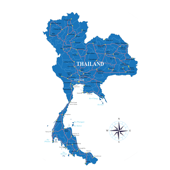 Thailand-map - Thailand Map Vector Png (600x555), Png Download