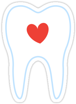 Sticker Featuring A White Molar Tooth With A Red Heart - Dentistry (375x360), Png Download