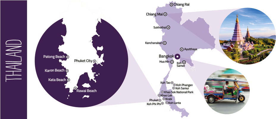 Thailand Fast Facts - Patong Beach Phuket Map (960x400), Png Download