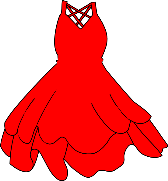 Gown Clipart Outfit - Clip Art Red Dress (552x595), Png Download