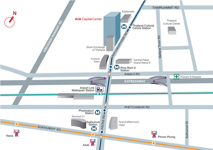 Seamlessly Connected To Bangkok's Underground Mass - อาคาร เอ ไอ เอ แคปปิตอล เซ็นเตอร์ (741x593), Png Download
