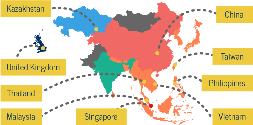 Headquartered In Singapore, Veev Has Subsidiaries In - Asia Continente (1000x500), Png Download