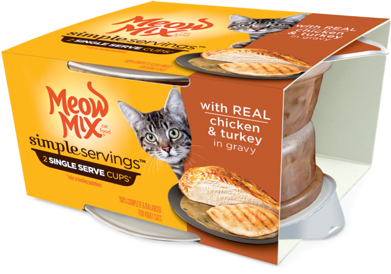 Meow Mix Simple Servings Adult Chicken And Turkey Recipe - Simple Serving Meow Mix (700x700), Png Download