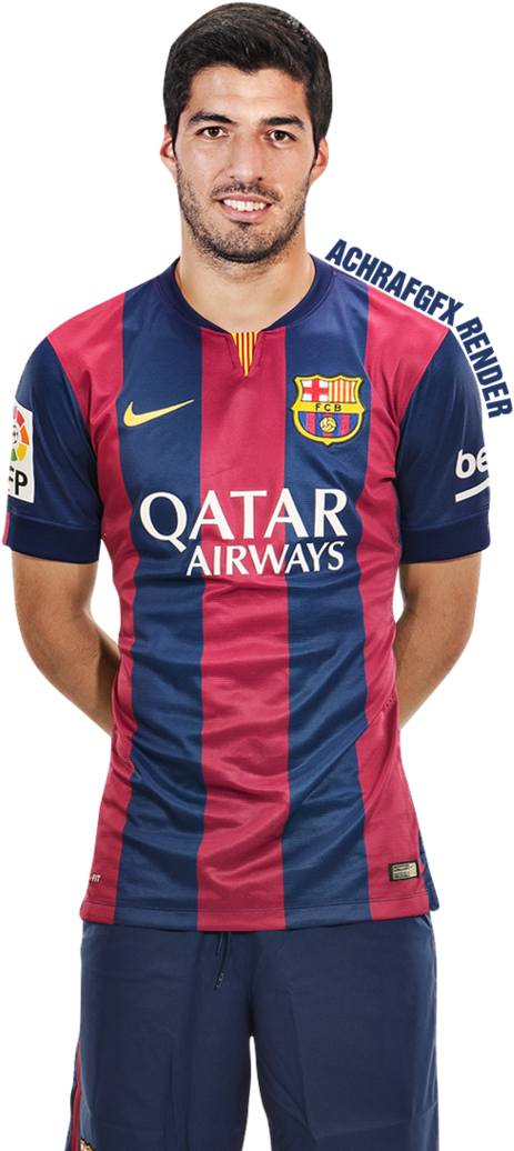 Luis Suarez Render 2014 2015 By Achrafgfx Watch Scraps - Signed Lionel Messi Jersey - Leo Home Shirt Icons (800x1076), Png Download