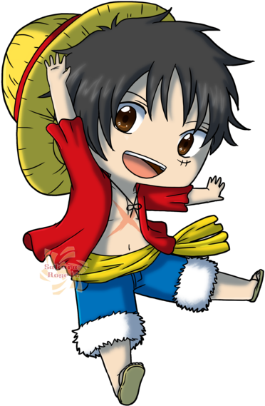 Luffy By Sakura-rose12 - Chibi Monkey D Luffy (400x599), Png Download