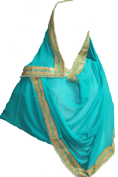 Scarf 8008 Green Georgette Party Wear Dupatta Golden - Dupatta (400x600), Png Download