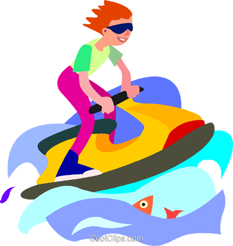 Boy Playing On A Jet Ski Royalty Free Vector Clip Art - Jet Ski Clip Art (456x480), Png Download