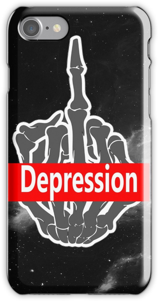 Depression- Supreme Logo // Skeleton Hand Iphone 7 - Hui Yuan Middle Finger 3d Lamp Room Bedroom Decorative (750x1000), Png Download