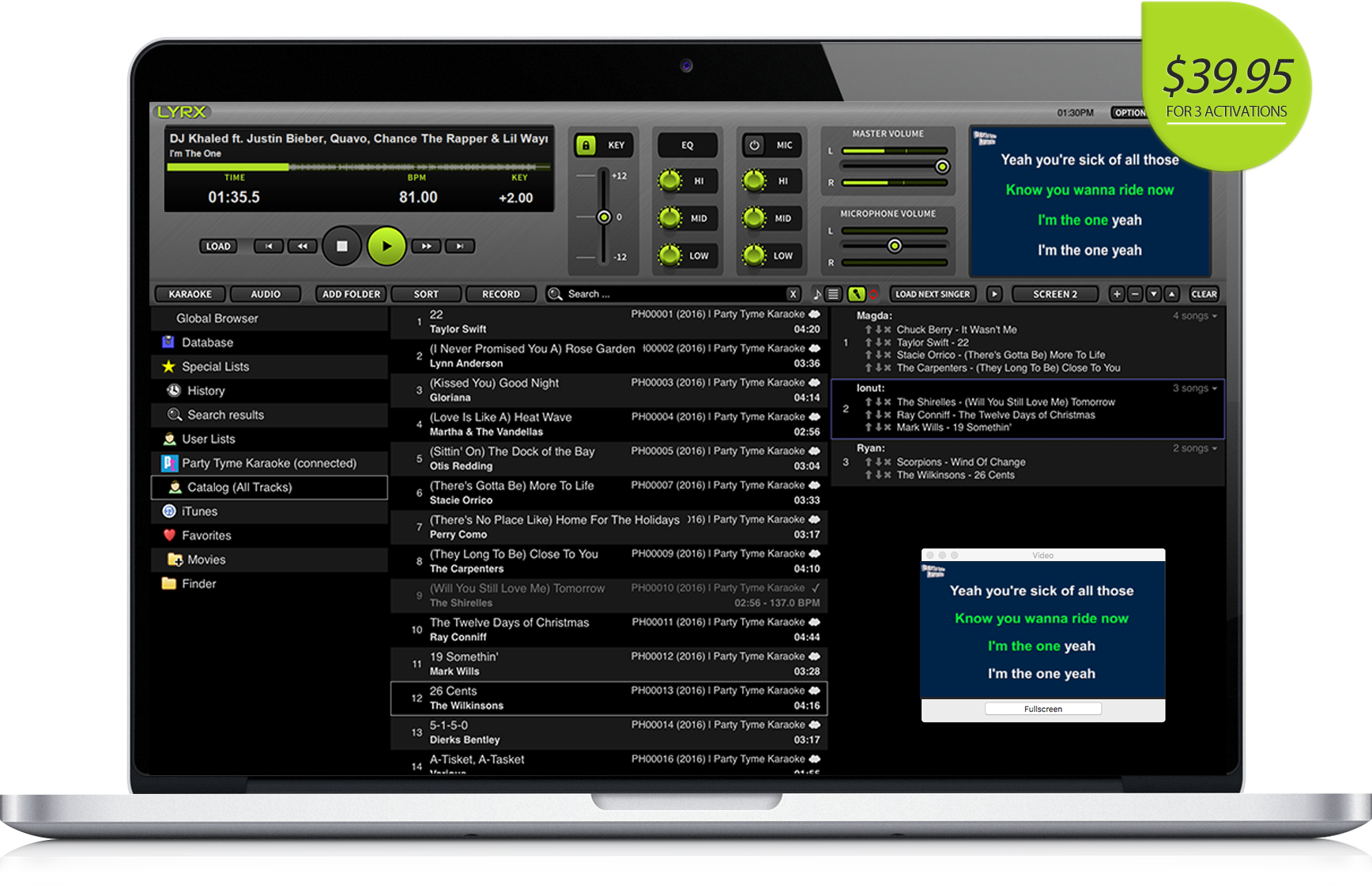 Lyrx Karaoke Software For Mac With Party Tyme Karaoke - Macintosh (1736x1120), Png Download