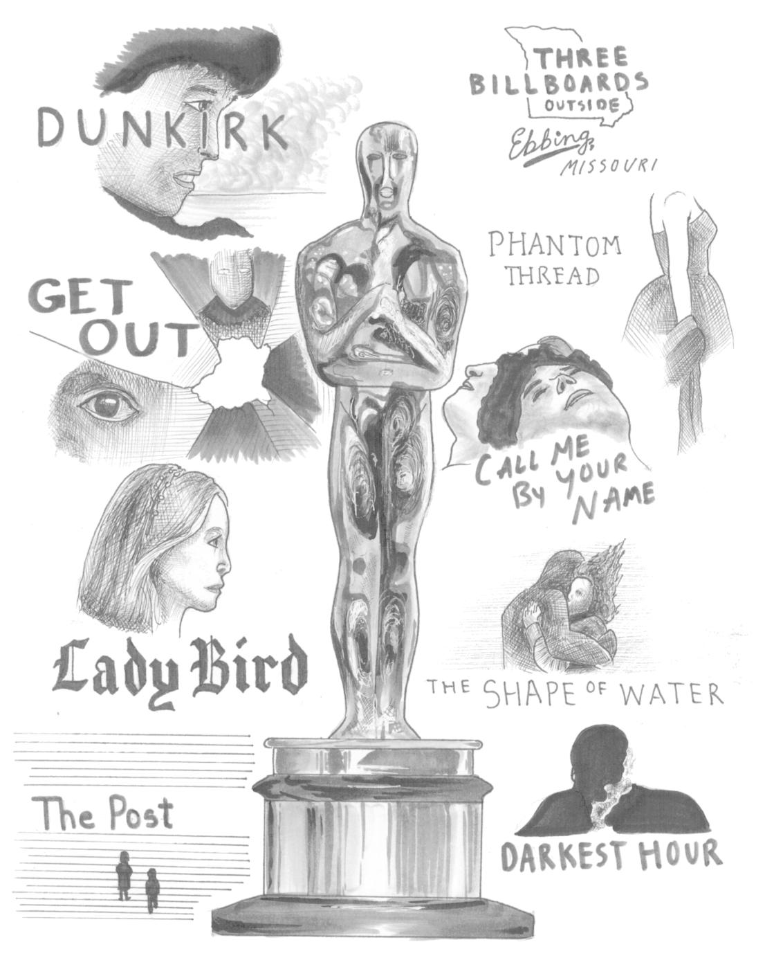 The Oscars - Illustration (1400x1400), Png Download