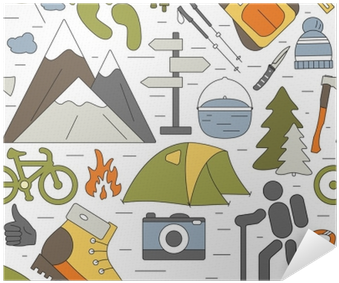 Hiking And Camping Icons Pattern - Hiking (400x400), Png Download