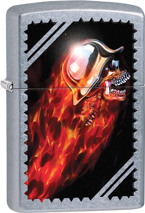 #29067 Chrome Skull - Zippo Lighter - Skull Street Chrome (535x758), Png Download