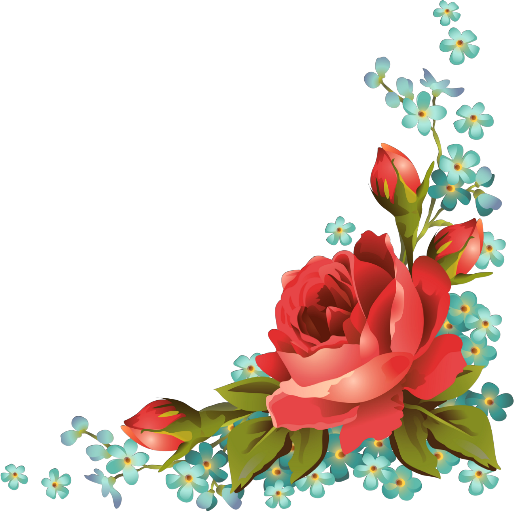 Ftestickers Art Floral Flowers Roses Corner Vintage - Roses Frames And Borders (1032x1024), Png Download