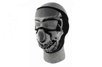 Фото 1 Маски Лицевые Лицевая Мото Маска Zan Headgear - Neoprene Full Face Mask Chrome Skull (350x350), Png Download