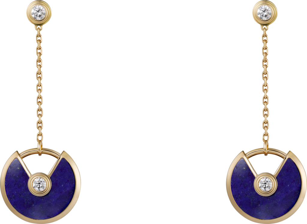 Amulette De Cartier Earrings, Xs Modelyellow Gold, - Amulette De Cartier 18ct Yellow-gold, Lapis Lazuli (1024x748), Png Download