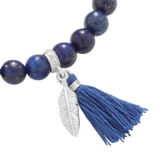 Lapis Lazuli Bracelet With Small Feather And Tassel - Lapis Lazuli Bransoletka (650x650), Png Download