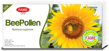 Picture Of Fame Bee Pollen Capsule(ပျားဝတ်မှုန်ဆေး) - Sunflower (550x275), Png Download