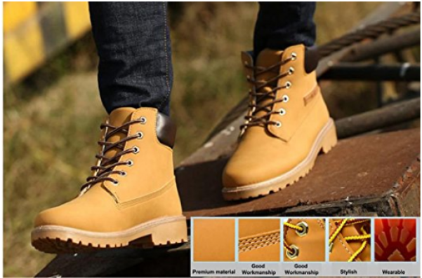 Idealglory Men's Work Boot High Tops Shoes Combat Boots, - Steel-toe Boot (600x600), Png Download