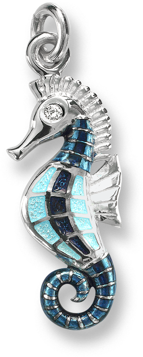 Nicole Barr Designs Sterling Silver Seahorse Charm-blue - Sterling Silver Seahorse Charm (800x800), Png Download