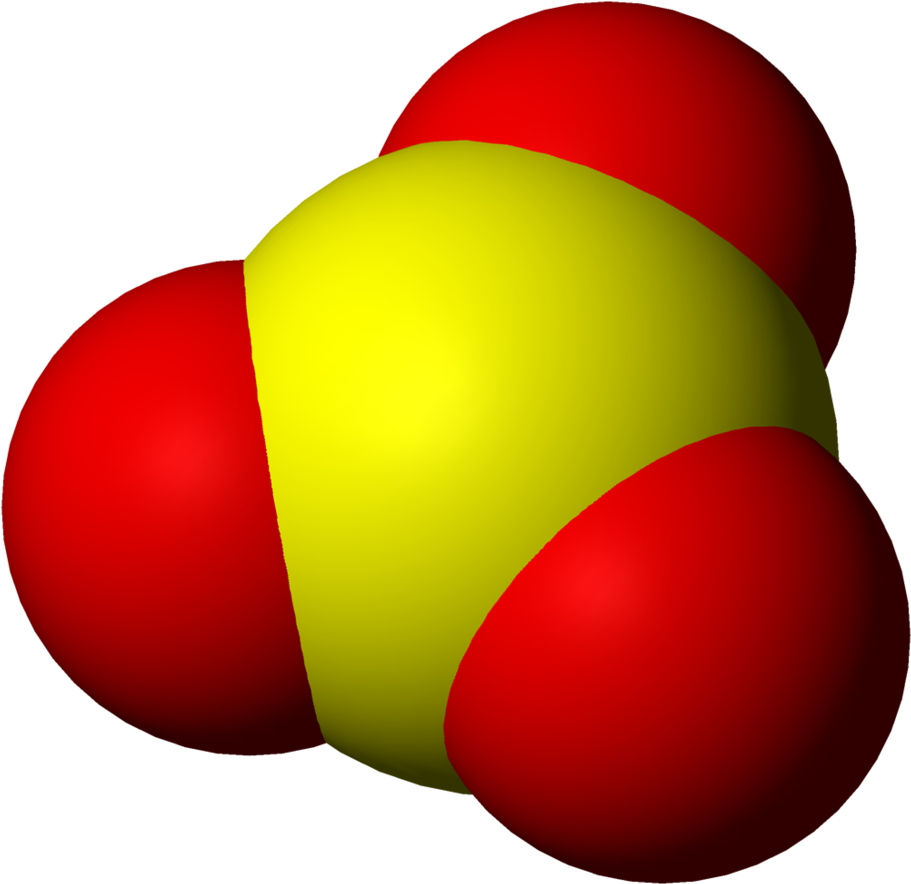 Space-filling Model Of Sulfur Trioxide - اكسيد الكبريت (1000x973), Png Download