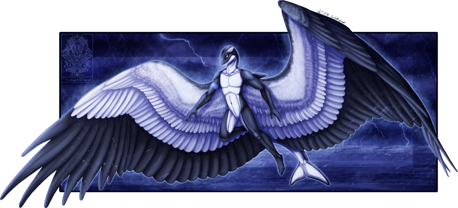 Archangel Mystic - Anthro Orca (1600x726), Png Download