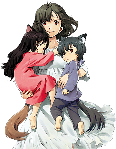 Saturday, March 9 - Ame And Yuki Wolf Children (373x478), Png Download