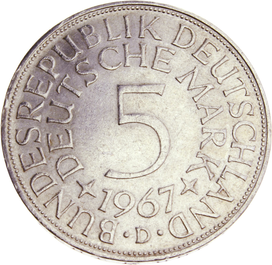 5 Dm Silver Coins - Silver (1200x1200), Png Download