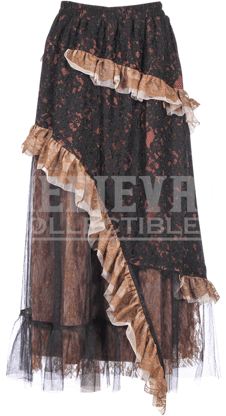 Gathered Lace And Ruffles Steampunk Skirt - Overskirt (850x850), Png Download