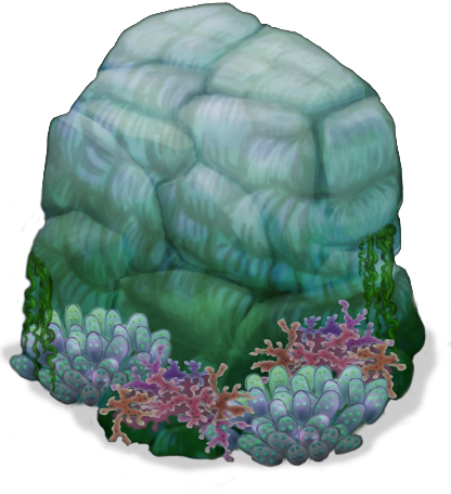 Water Island Big Rock - Rock In Water Png (416x456), Png Download