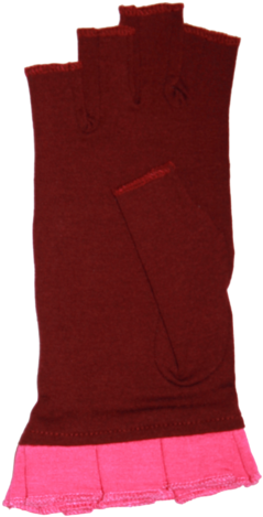 Red Fingerless Gloves With Pink Ruffle - Carmine (530x530), Png Download