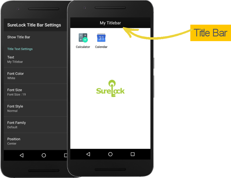 Surelock Title Bar Settings Has Following Customization - Android Phone Title Bar (802x605), Png Download