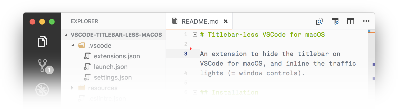 An Extension To Hide The Titlebar On Vscode For Macos, - Vscode Macos Mojave (1644x452), Png Download