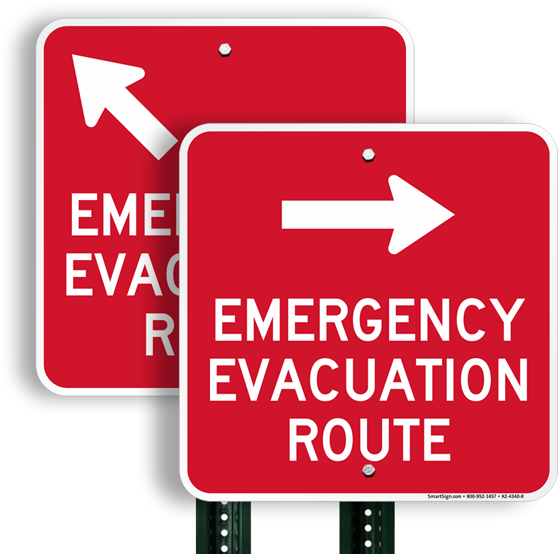 Evacuation Route Sign, 18" X 18" (800x800), Png Download