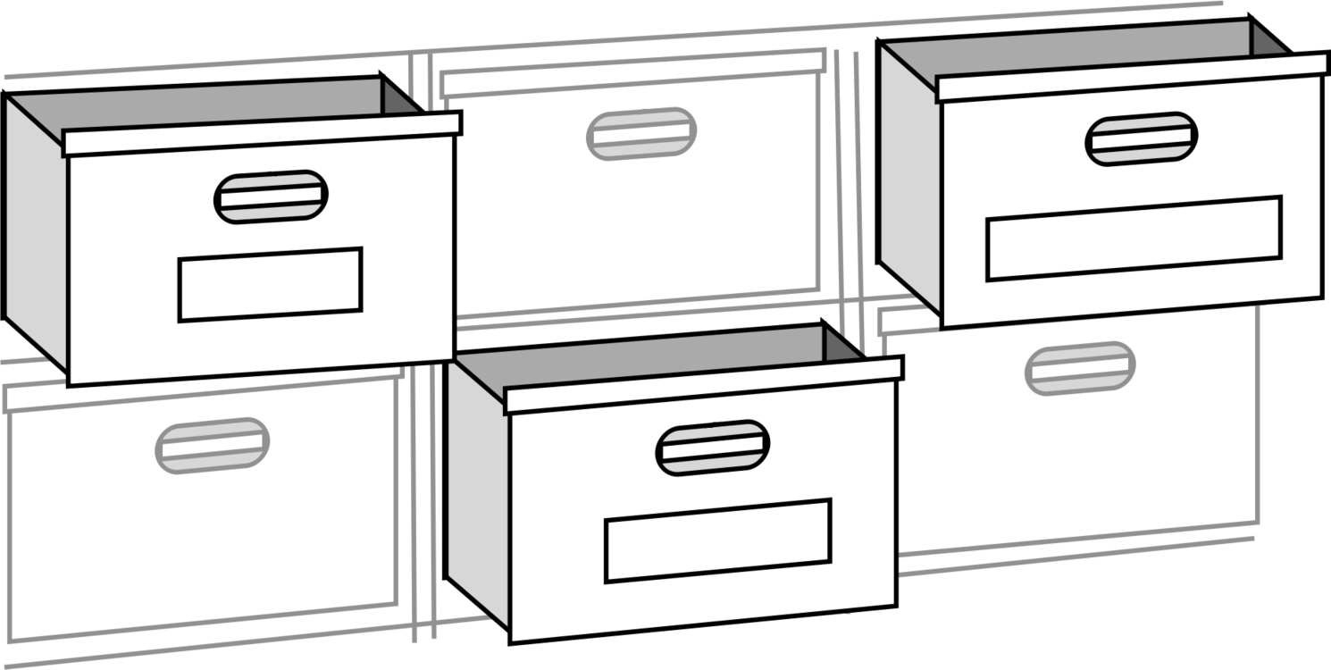 File Cabinets Cabinetry Drawer Drawing File Folders - Black And White File Cabinet Clip Art (1490x750), Png Download