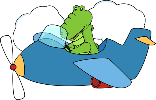 Airplane Clip Art - Alligator Flying A Plane (550x351), Png Download