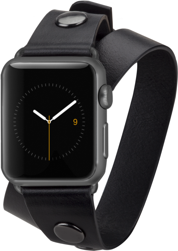 Apple Watch 38mm Black Wrap - Hermes Black Apple Watch Band (1024x1024), Png Download