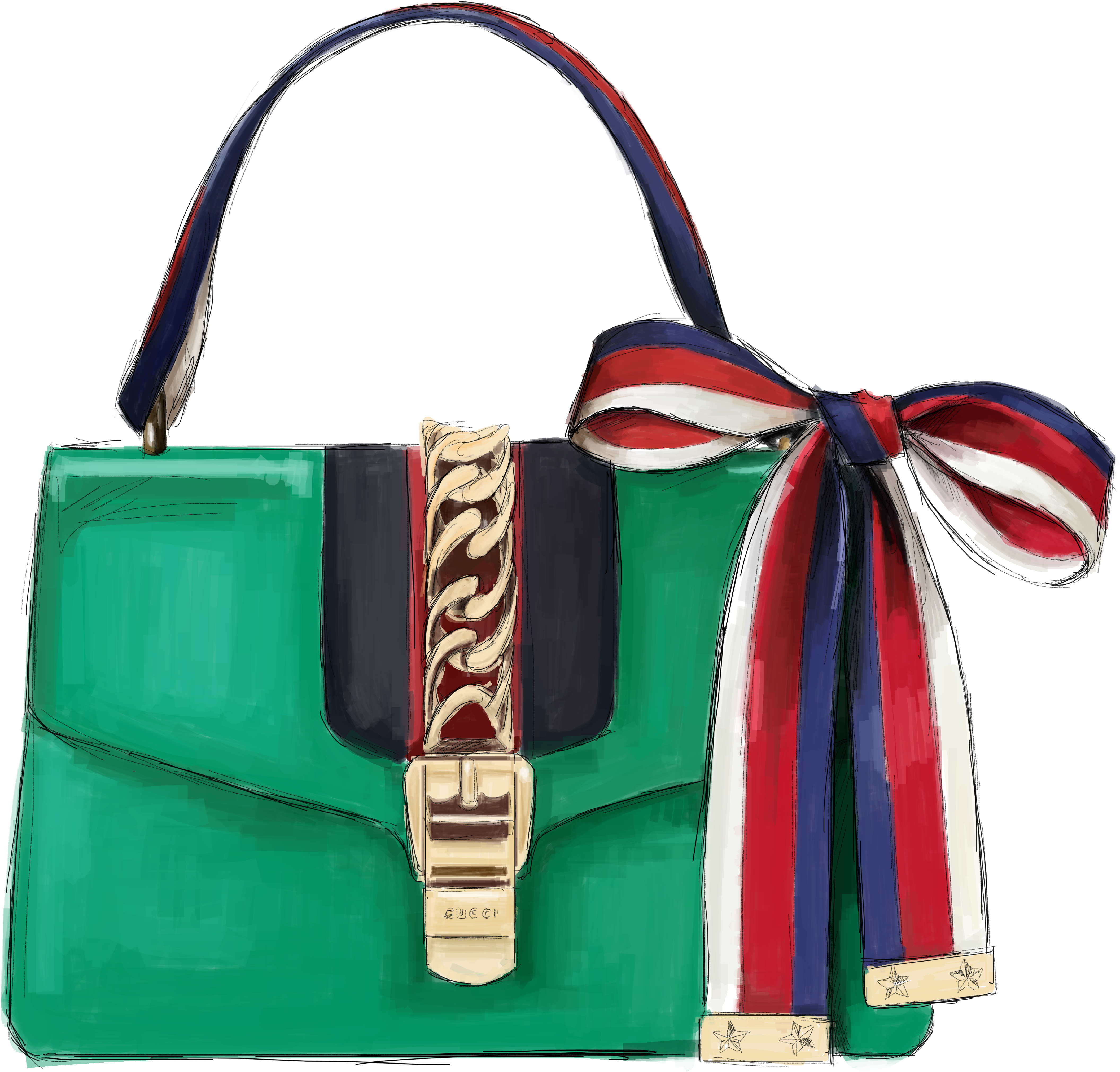 Sylvie Bag Gucci - Sylvie Mini Bag Green (5000x5000), Png Download