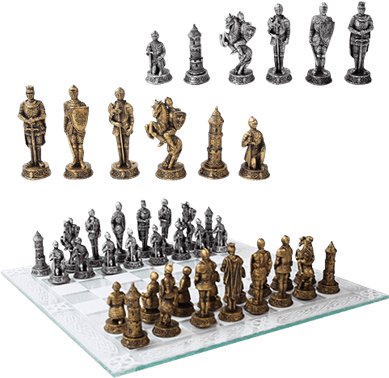 Medieval Knights Chess Set - Medieval Warfare Age Of Knights & Kings Resin Chess (555x555), Png Download