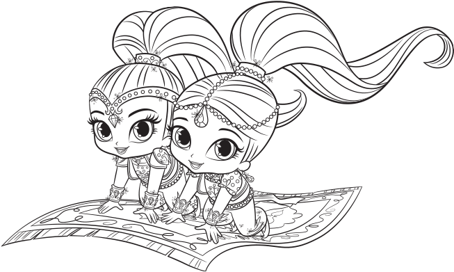 Shimmer And Shine - Shimmer & Shine Colouring (668x458), Png Download