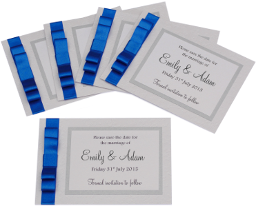Royal Blue Save The Dates Mes Specialist - Save The Date Cards Silver And Blue (400x306), Png Download