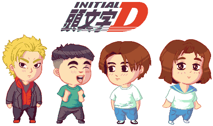 Initial D Character Sprites - 2017 Men Print Drift Japanese Anime Fashion T Shirt (453x270), Png Download