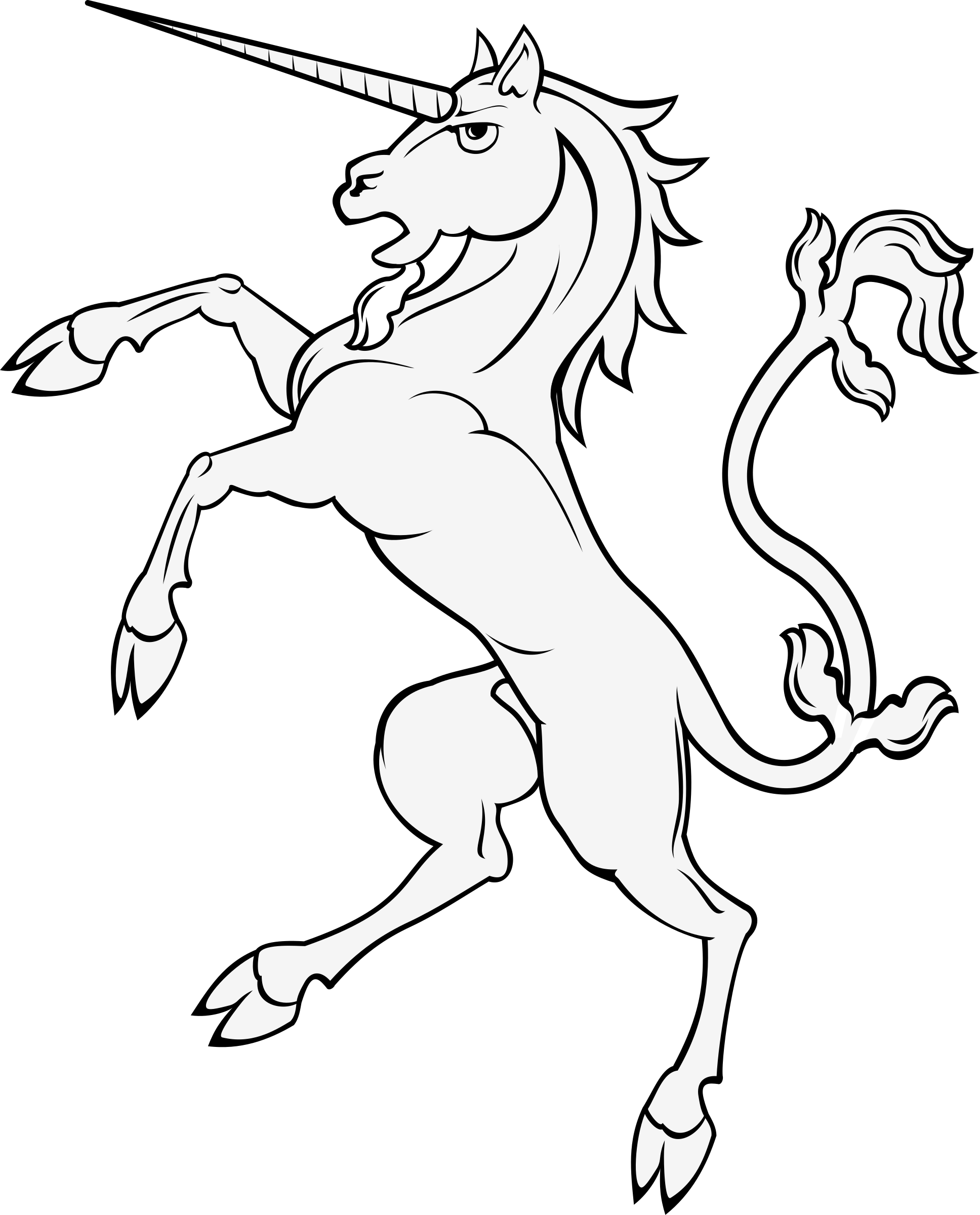 White Unicorn Vector Clipart Image Free Stock Photo - Unicorn Drawing Standing Up (1936x2400), Png Download