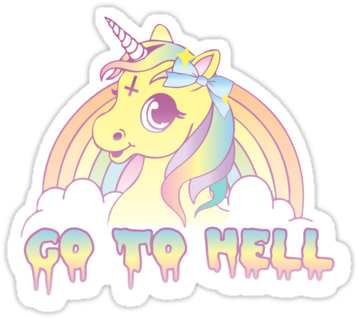 "go To Hell" Mean Unicorn By Amy Grace - Go To Hell Unicorn (375x360), Png Download
