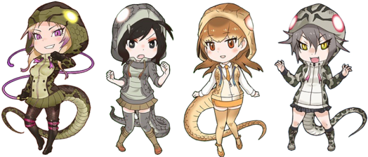 アフリカニシキヘビ (2) ブラックマンバ (3) タイパン (4) ハブ African Rock - Kemono Friends King Cobra (540x226), Png Download