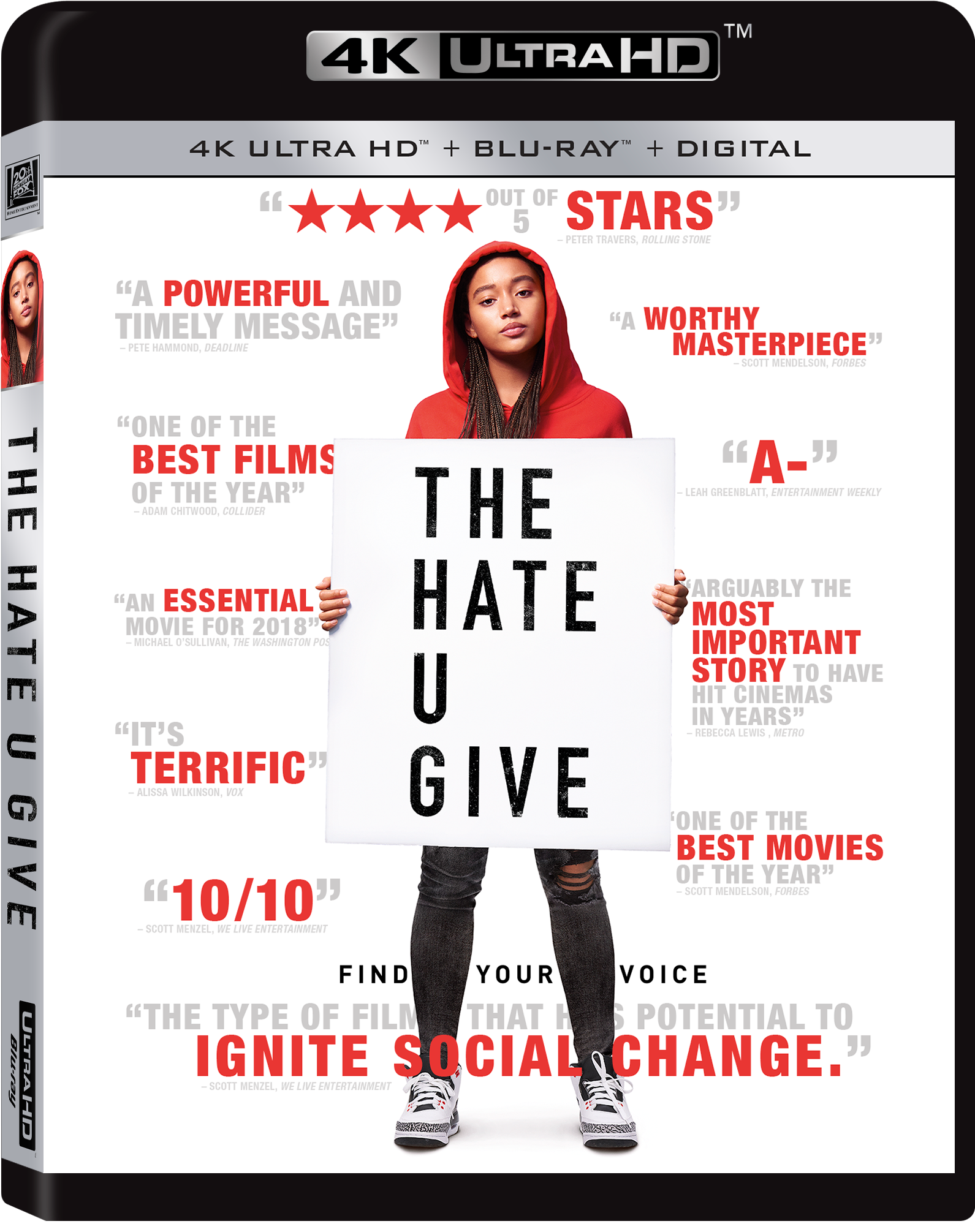 The Hate U Give 4k Ultra Hd Combo Pack Cover - Hate You Give Showtimes (1800x2400), Png Download