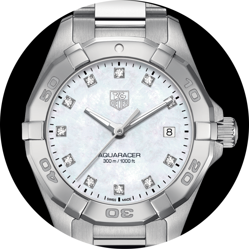 Ladies Tag Heuer Aquaracer 27mm Ref Way1413 - Tag Heuer Aquaracer Diamond Ladies Watch (1000x1000), Png Download